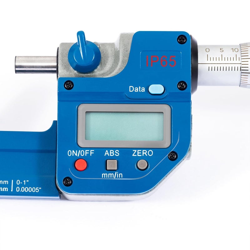PEC TOOLS ميكرومتر رقمي ذو أصل مطلق IP65 0-1"/25 مم، مقاوم للزيت ورش الماء، أداة قياس عالية الدقة مع شاشة LCD، وجوه قياس من كربيد، قفل مغزل، مع تحويل بين البوصة/المتر - Image 3